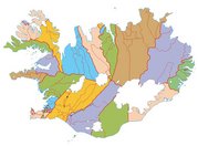 Kreise in Island (Gletscherflchen sind wei dargestellt)